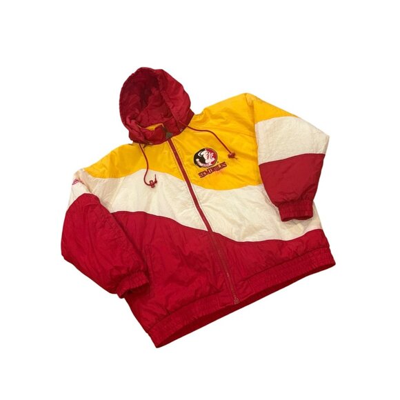 Vintage 90's Apex One Florida State Seminoles NCAA Hooded Puffer Jacket Men's XL - Picture 3 of 7